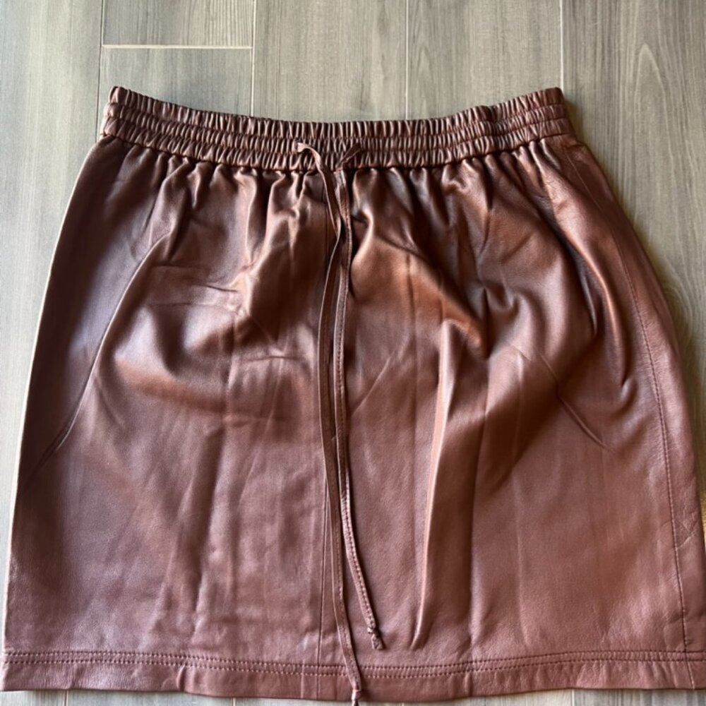 Club Monaco Brown Leather Skirt